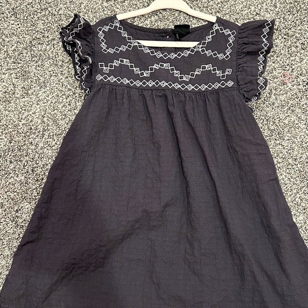 Art Class Black Dress with White Embroidery